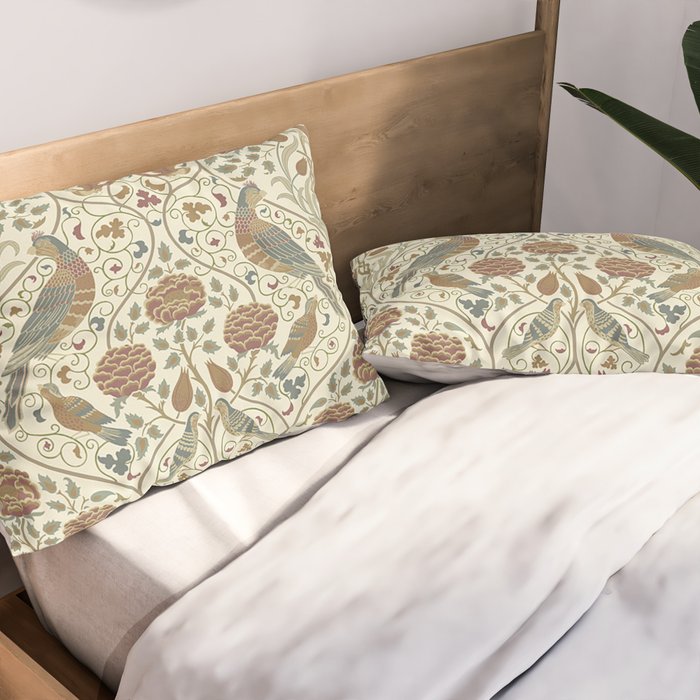 William Morris Seasons By May Birds Linen Pillow Sham Gallery Image 2