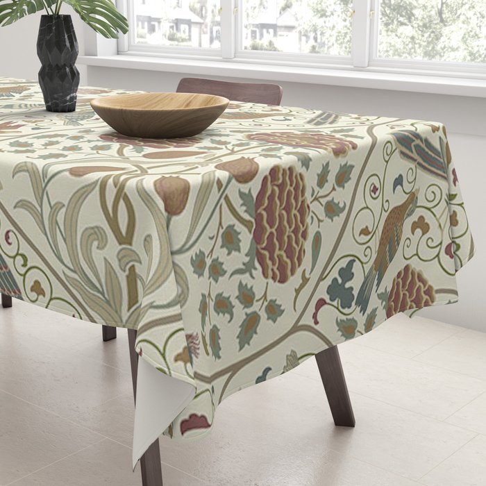 William Morris Seasons By May Birds Linen Tablecloth Gallery Image 3