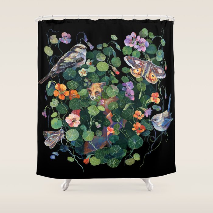 Nasturtium Fox Garden Shower Curtain Gallery Image 1