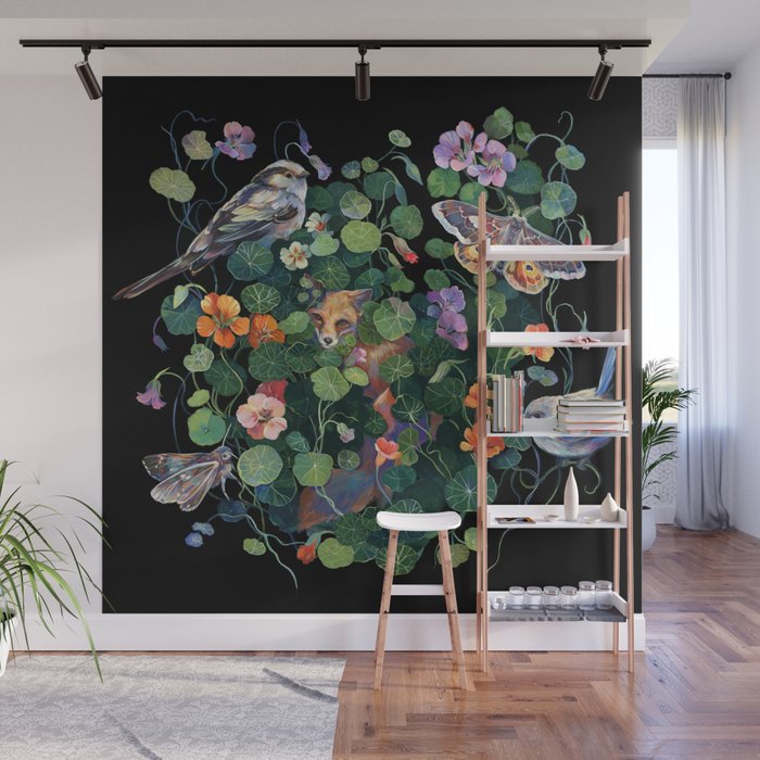 Nasturtium Fox Garden Wall Mural Gallery Image 1