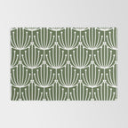 Retro Art, Floral Prints, Dark Green and White Rug Gallery Image 2