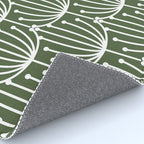 Retro Art, Floral Prints, Dark Green and White Rug Gallery Image 4