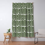 Retro Art, Floral Prints, Dark Green and White Window Curtain Gallery Image 5