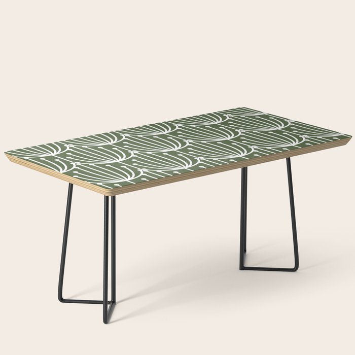 Retro Art, Floral Prints, Dark Green and White Coffee Table Gallery Image 1