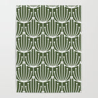 Retro Art, Floral Prints, Dark Green and White Poster Gallery Image 4