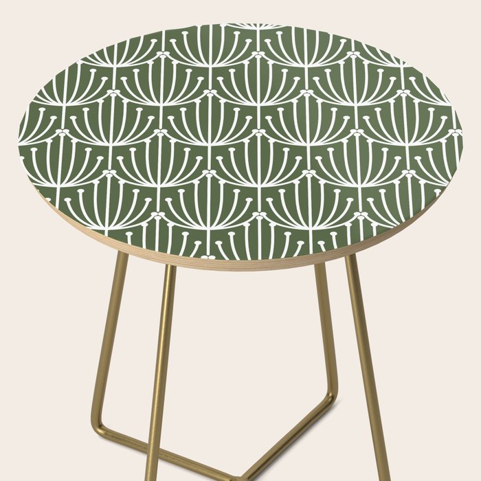 Retro Art, Floral Prints, Dark Green and White Side Table Gallery Image 2