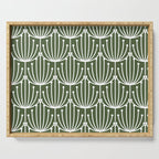 Retro Art, Floral Prints, Dark Green and White Serving Tray Gallery Image 1
