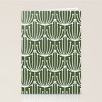 Retro Art, Floral Prints, Dark Green and White Stationery Card Gallery Image 2