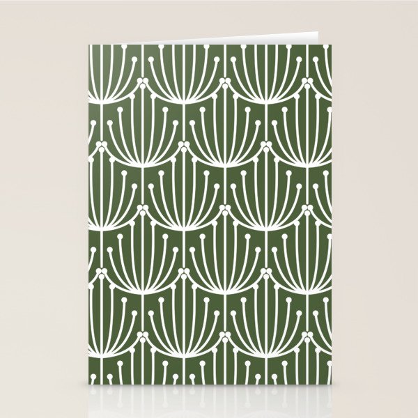 Retro Art, Floral Prints, Dark Green and White Stationery Card Gallery Image 2