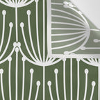 Retro Art, Floral Prints, Dark Green and White Wall Tapestry Gallery Image 3