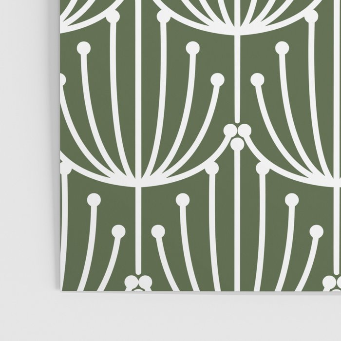 Retro Art, Floral Prints, Dark Green and White Poster Gallery Image 3