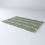 Retro Art, Floral Prints, Dark Green and White Rug Gallery Image 3