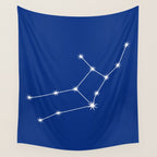 Virgo Zodiac Star Constellation Line Art Dark Blue Wall Tapestry Gallery Image 4