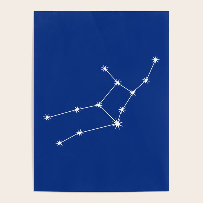 Virgo Zodiac Star Constellation Line Art Dark Blue Poster Gallery Image 4