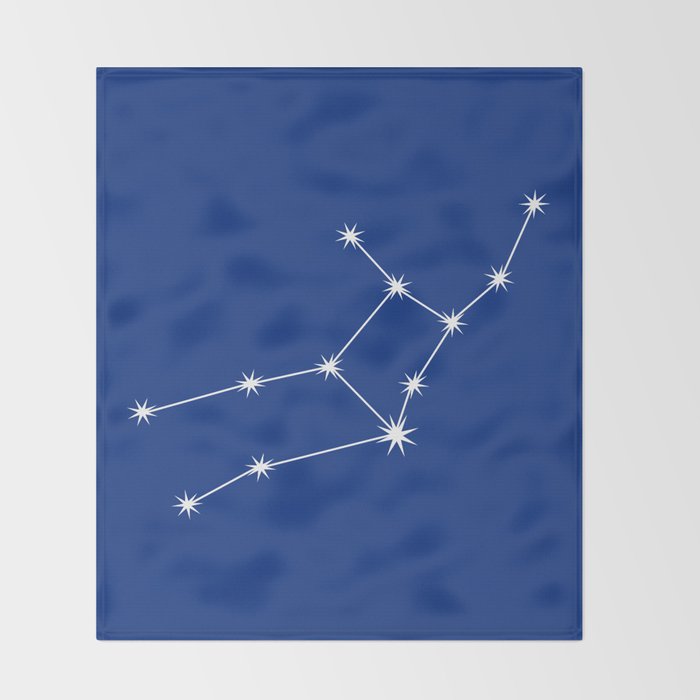 Virgo Zodiac Star Constellation Line Art Dark Blue Throw Blanket Gallery Image 2