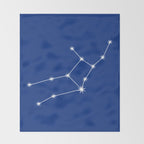 Virgo Zodiac Star Constellation Line Art Dark Blue Throw Blanket Gallery Image 2