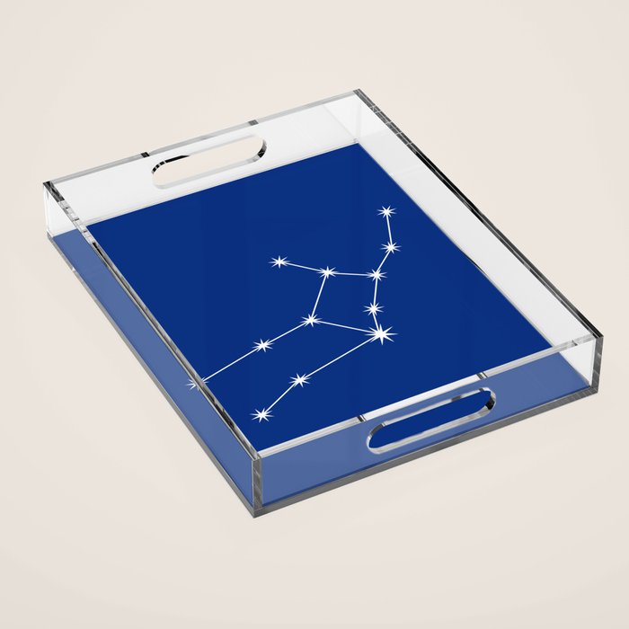 Virgo Zodiac Star Constellation Line Art Dark Blue Acrylic Tray Gallery Image 1