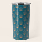 Vintage Copper & Turquoise Art Deco Floral Travel Mug Gallery Image 1
