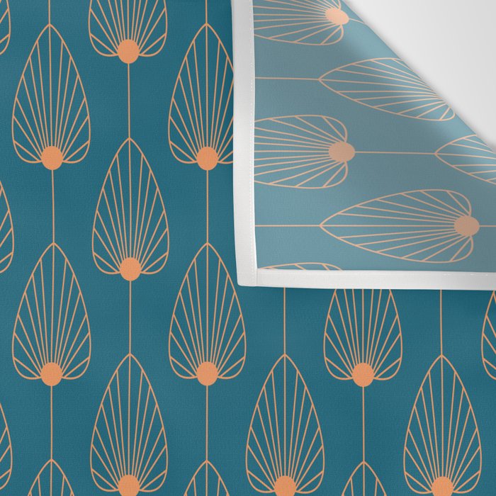 Vintage Copper & Turquoise Art Deco Floral Wall Tapestry Gallery Image 3