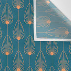 Vintage Copper & Turquoise Art Deco Floral Wall Tapestry Gallery Image 3