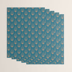 Vintage Copper & Turquoise Art Deco Floral Wrapping Paper Gallery Image 3