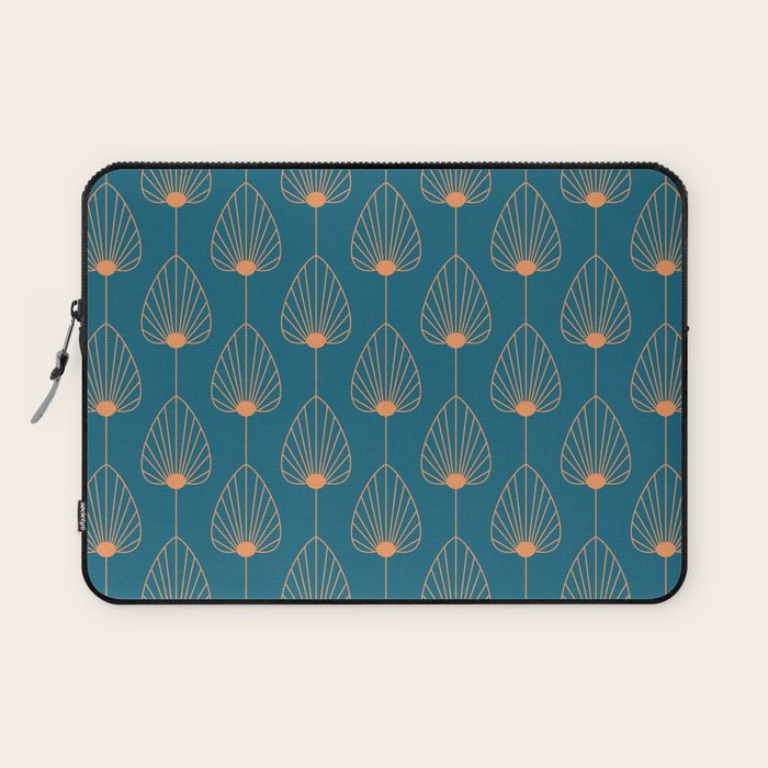 Vintage Copper & Turquoise Art Deco Floral Laptop Sleeve Gallery Image 1