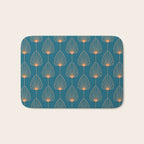 Vintage Copper & Turquoise Art Deco Floral Bath Mat Gallery Image 1