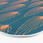 Vintage Copper & Turquoise Art Deco Floral Bath Mat Gallery Image 3