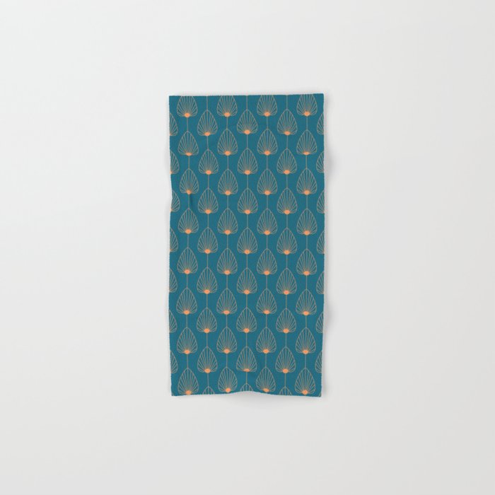 Vintage Copper & Turquoise Art Deco Floral Bath Towel Gallery Image 1