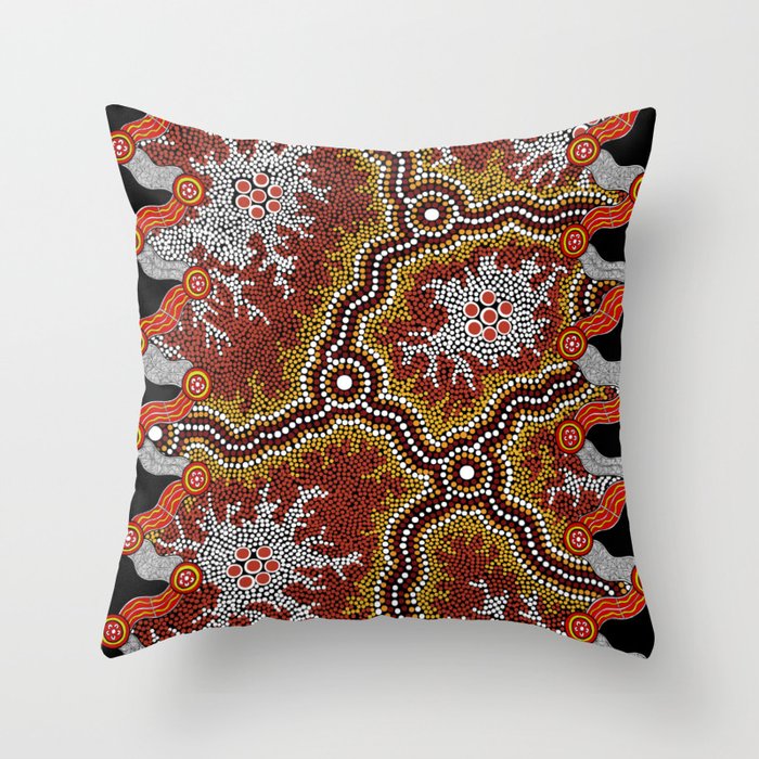 Aboriginal Art Authentic â Mountains Throw Pillow Gallery Image 6