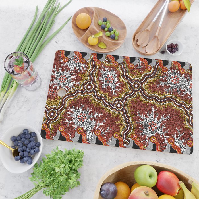 Aboriginal Art Authentic â Mountains Cutting Board Gallery Image 2