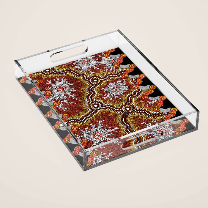 Aboriginal Art Authentic â Mountains Acrylic Tray Gallery Image 1