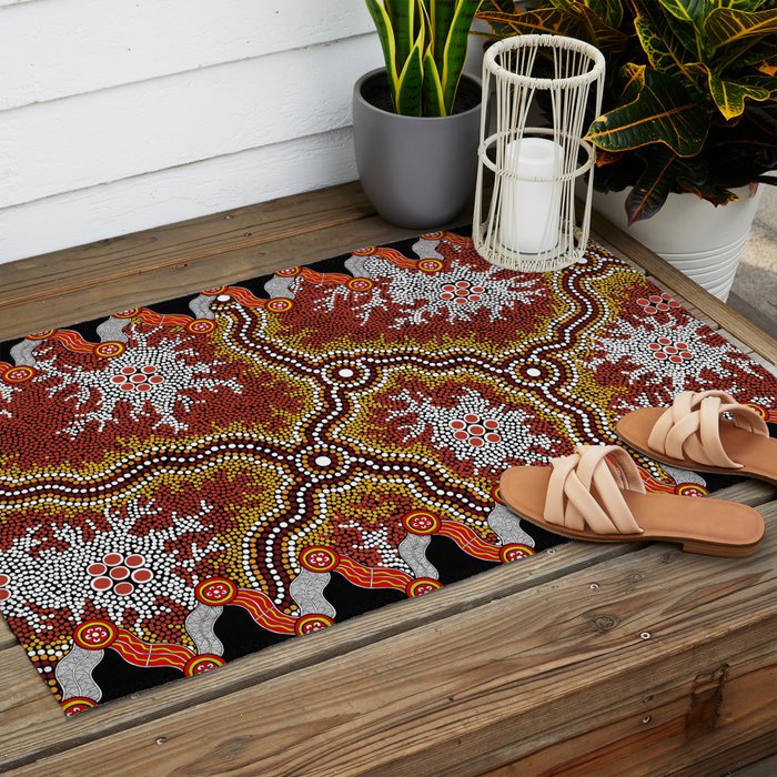 Aboriginal Art Authentic â Mountains Outdoor Rug Gallery Image 2