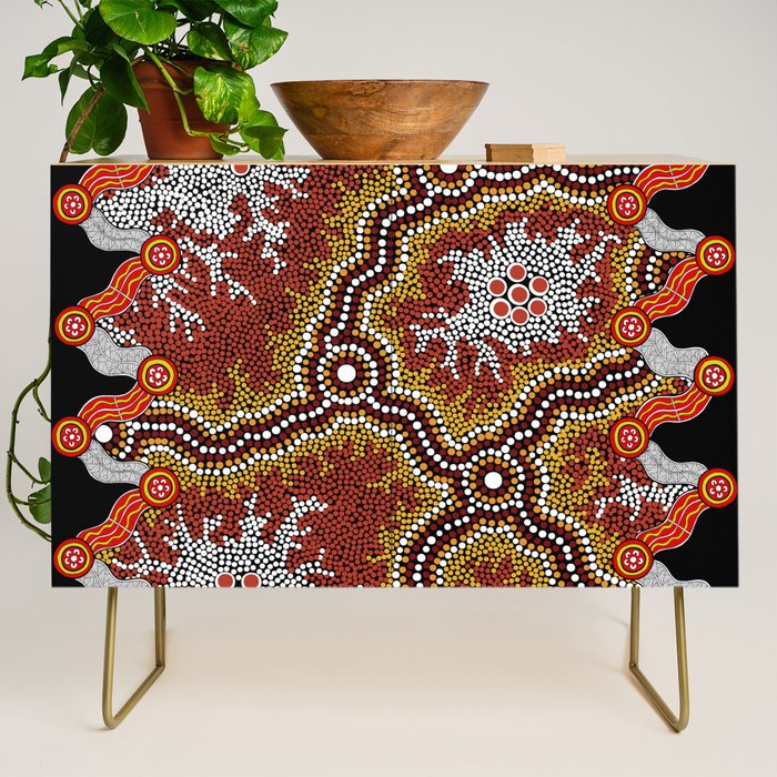 Aboriginal Art Authentic â Mountains Credenza Gallery Image 1