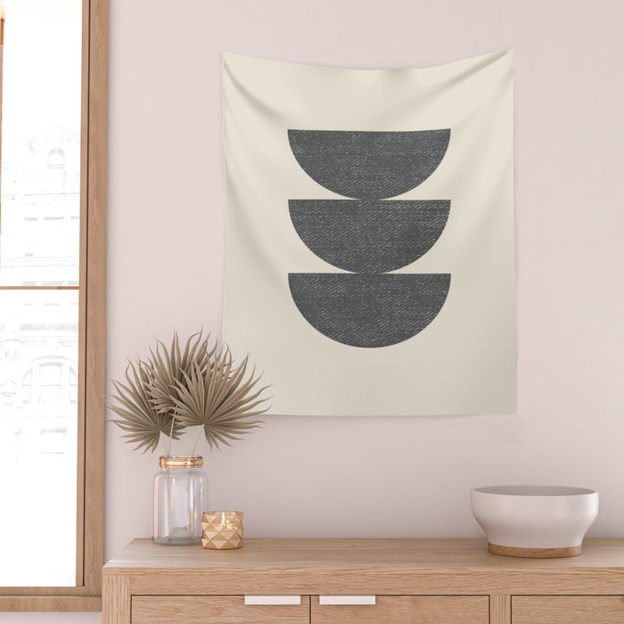 Half Circle 3 - Grey Wall Tapestry Gallery Image 2