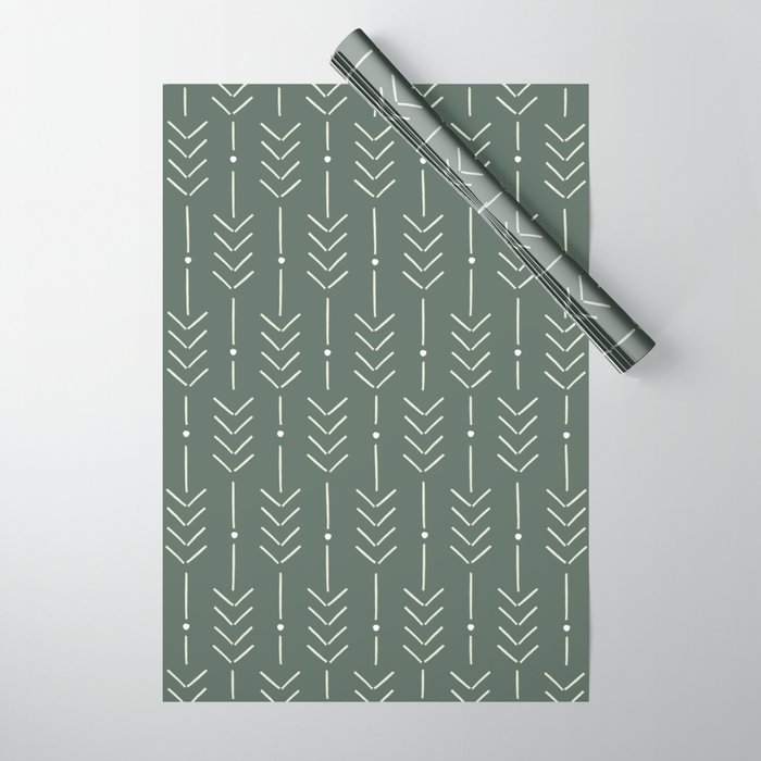 Arrow Lines Pattern in Forest Sage Green 2 Wrapping Paper Gallery Image 1