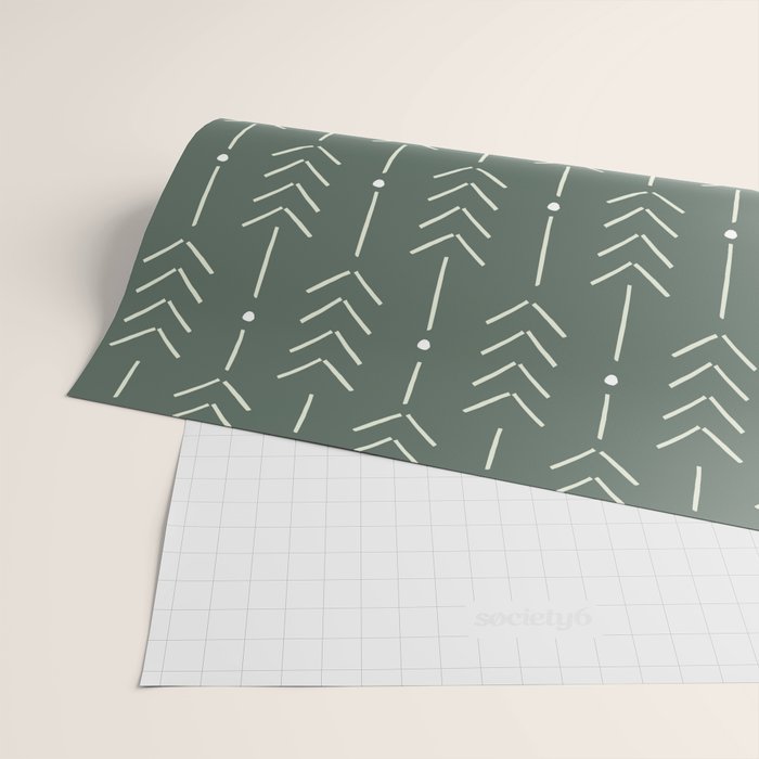 Arrow Lines Pattern in Forest Sage Green 2 Wrapping Paper Gallery Image 2