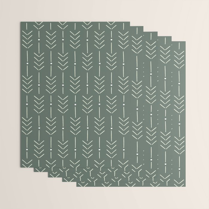 Arrow Lines Pattern in Forest Sage Green 2 Wrapping Paper Gallery Image 3