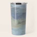 Summer at the Lake I - Sky Gray Blue Sage Green Abstract Wall Art, Painting Art Nature Modern Travel Mug Gallery Image 1