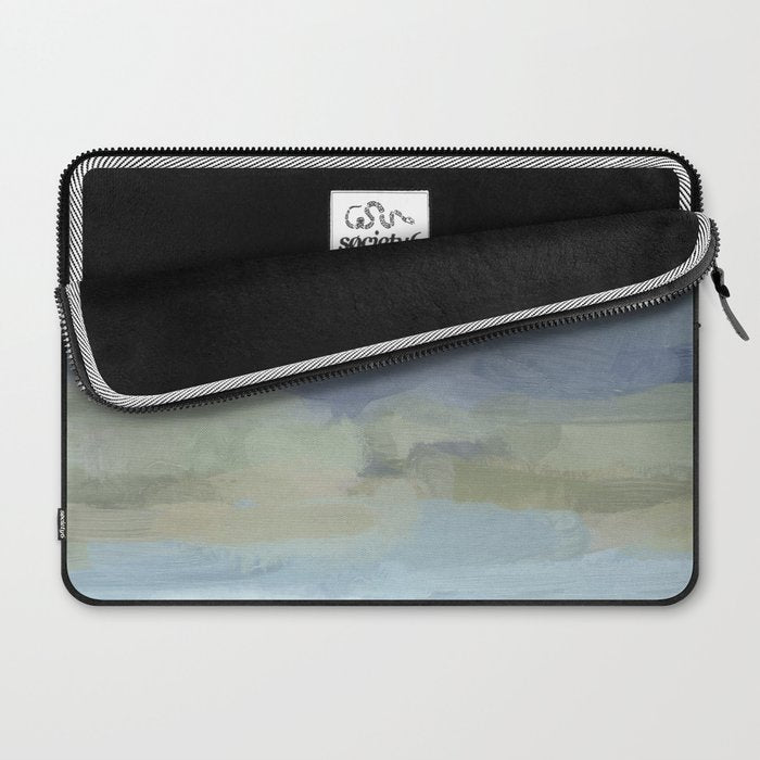 Summer at the Lake I - Sky Gray Blue Sage Green Abstract Wall Art, Painting Art Nature Modern Laptop Sleeve Gallery Image 2
