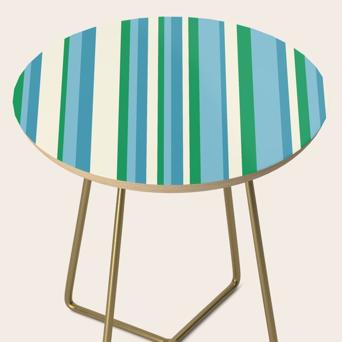 Classic Stripes XXVII - Beachy Blue and Green Side Table Gallery Image 2