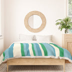 Classic Stripes XXVII - Beachy Blue and Green Duvet Cover Gallery Image 3
