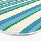 Classic Stripes XXVII - Beachy Blue and Green Bath Mat Gallery Image 3
