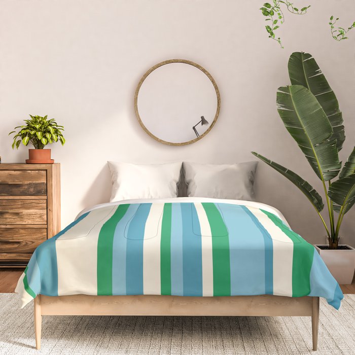 Classic Stripes XXVII - Beachy Blue and Green Comforter Gallery Image 3