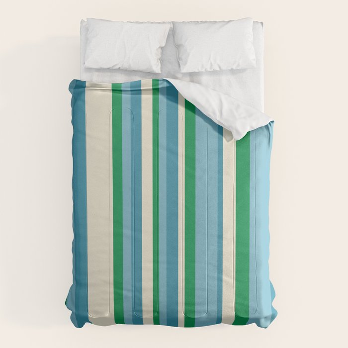 Classic Stripes XXVII - Beachy Blue and Green Comforter Gallery Image 6