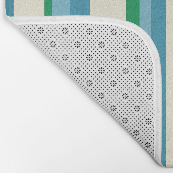 Classic Stripes XXVII - Beachy Blue and Green Bath Mat Gallery Image 2