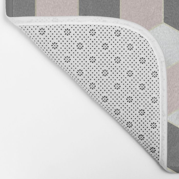 Geometric Art, Marble, Blush Pink, Gray, Abstract Art Bath Mat Gallery Image 2