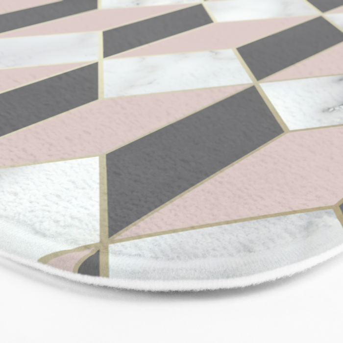 Geometric Art, Marble, Blush Pink, Gray, Abstract Art Bath Mat Gallery Image 3