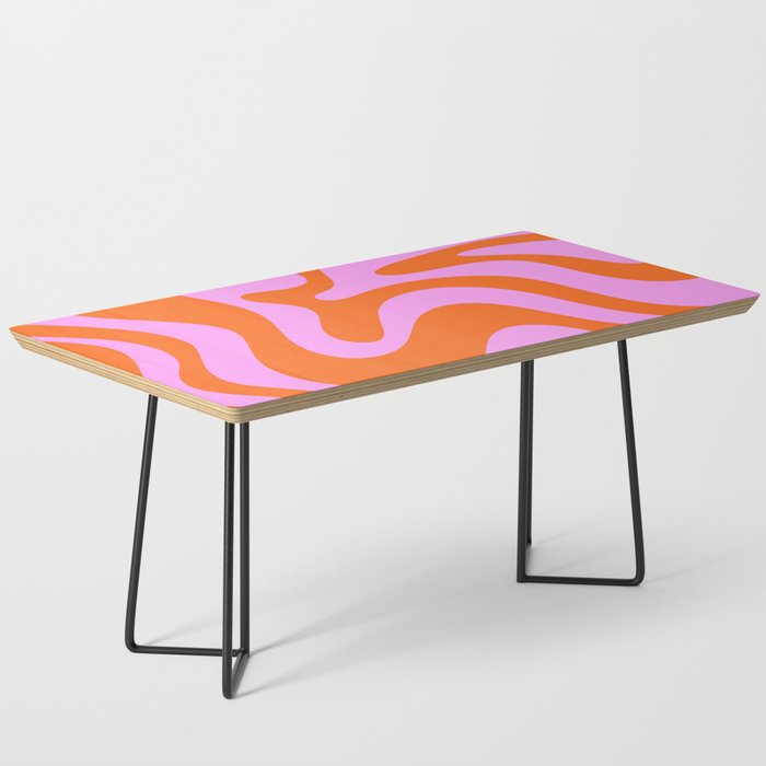 Retro Liquid Swirl Abstract Pattern in Hot Pink and Red-Orange Coffee Table Gallery Image 1