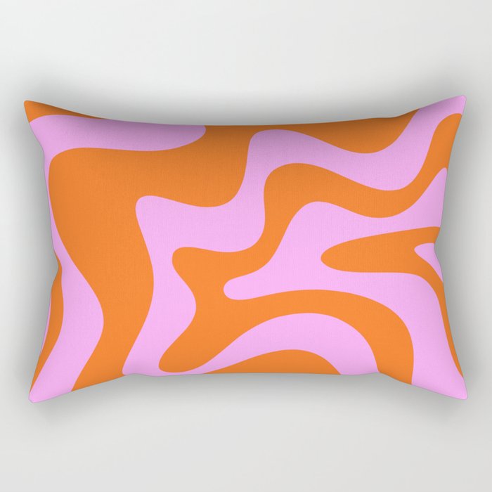 Retro Liquid Swirl Abstract Pattern in Hot Pink and Red-Orange Rectangular Pillow Gallery Image 2